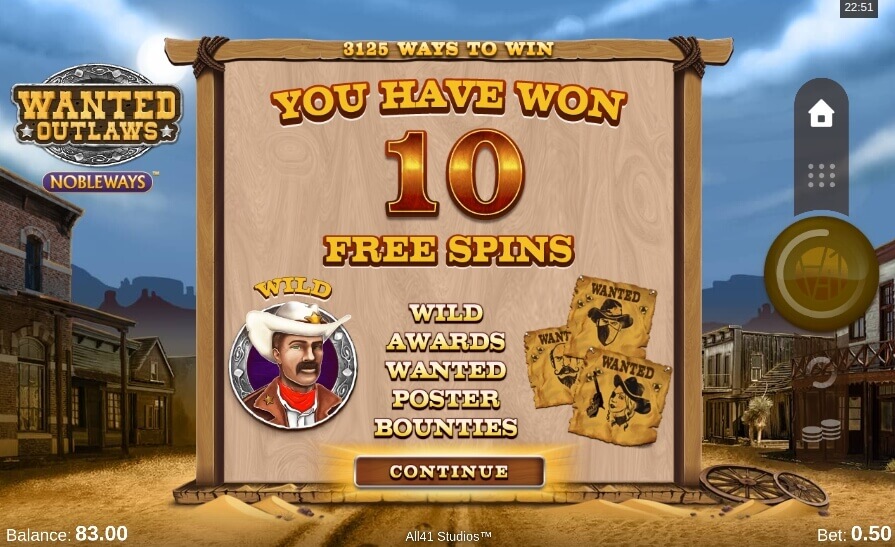 Wanted Outlaws Nobleways Slot Free Spins