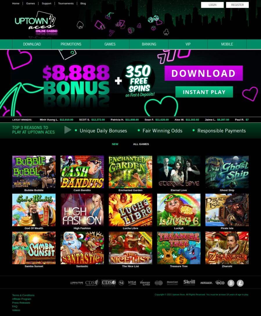 Latest Online Casino Games and Slots at Uptown Aces Casino