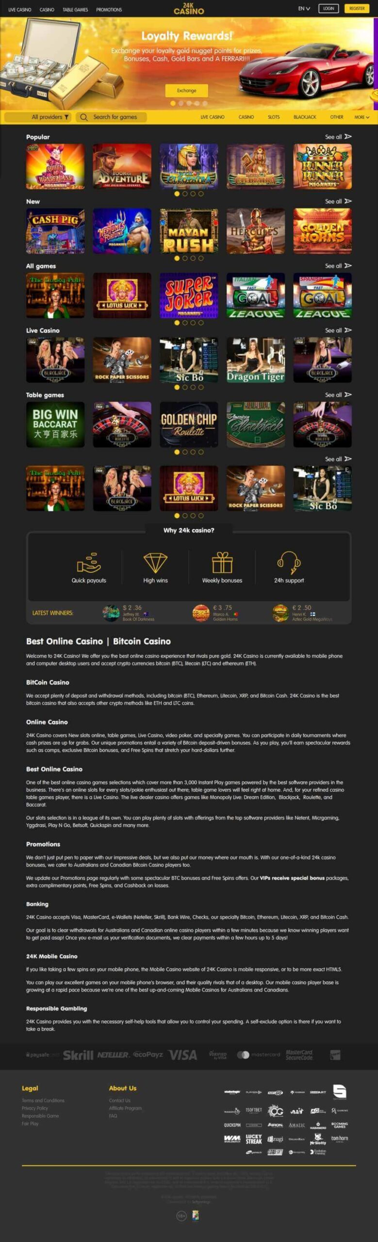 Review of 24K Casino Play For Bitcoin and Real Money