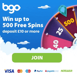 BGO Casino Offer 500 Free Spins