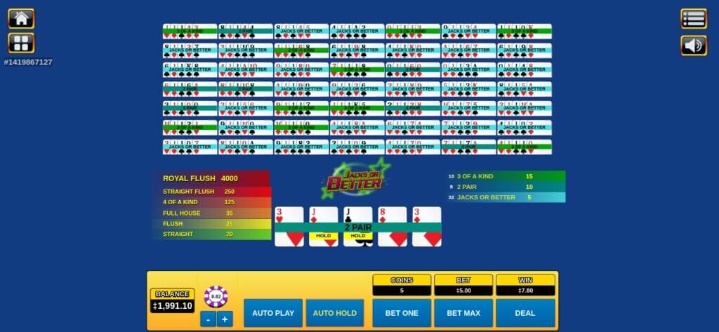 Jacks Or Better Video Poker Game by Habanero Review