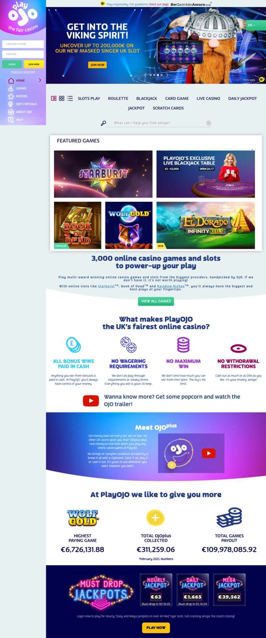 PlayOJO Casino Full Review