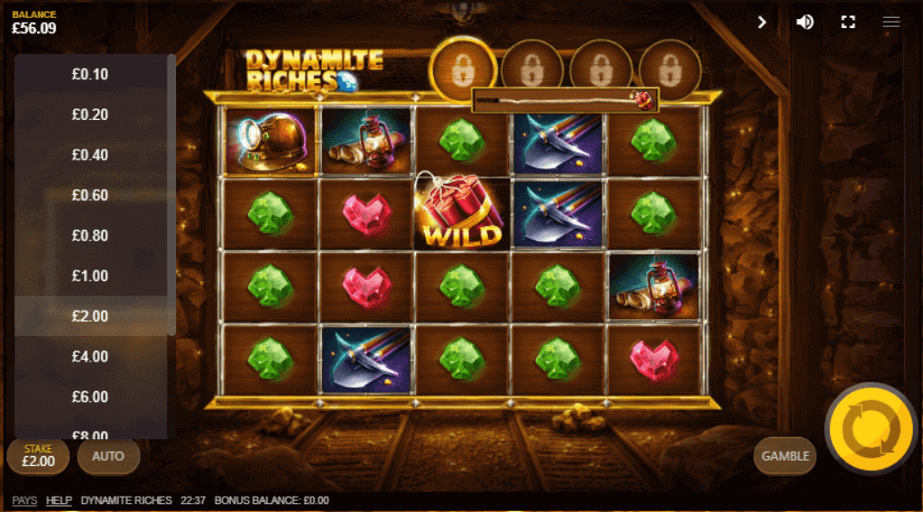 Dynamite Riches online slot choosing your stake