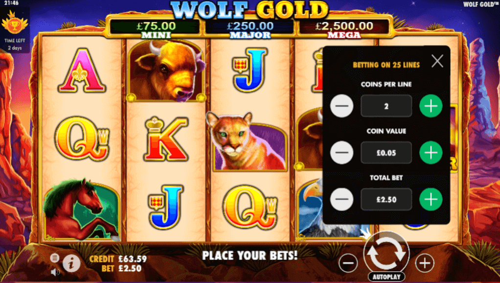 Wolf Gold online slot coin value
