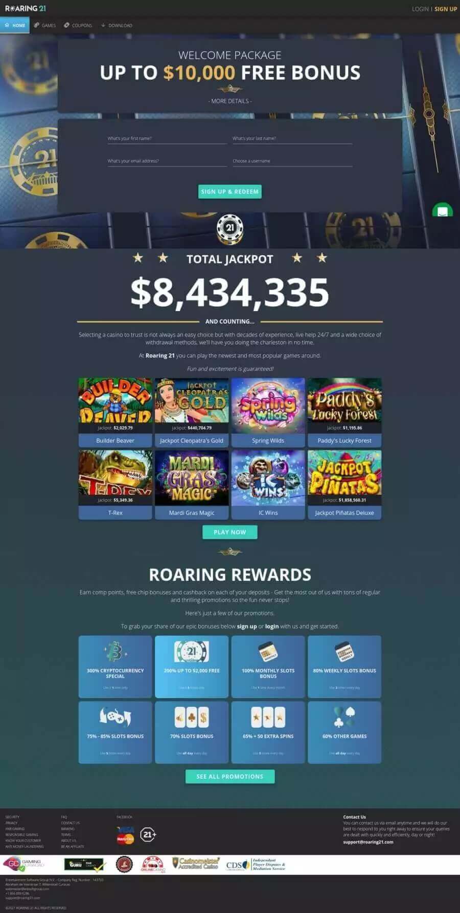 Review of Roaring 21 Casino