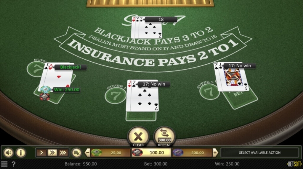 Review of Super 7 BlackJack by Betsoft