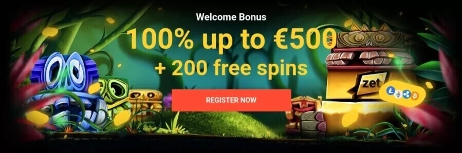 ZetCasino Welcome Bonus 100% up to €500 + 200 Free Spins