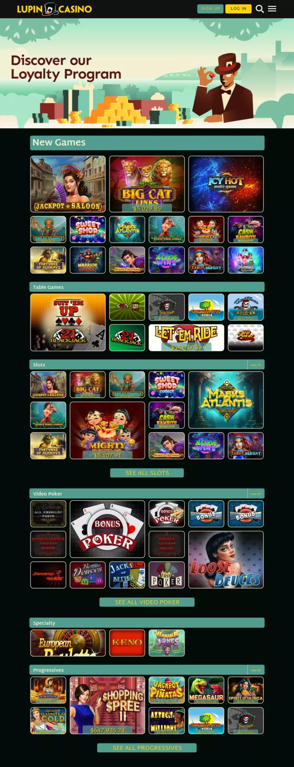 Lupin Casino Slots & Table Games